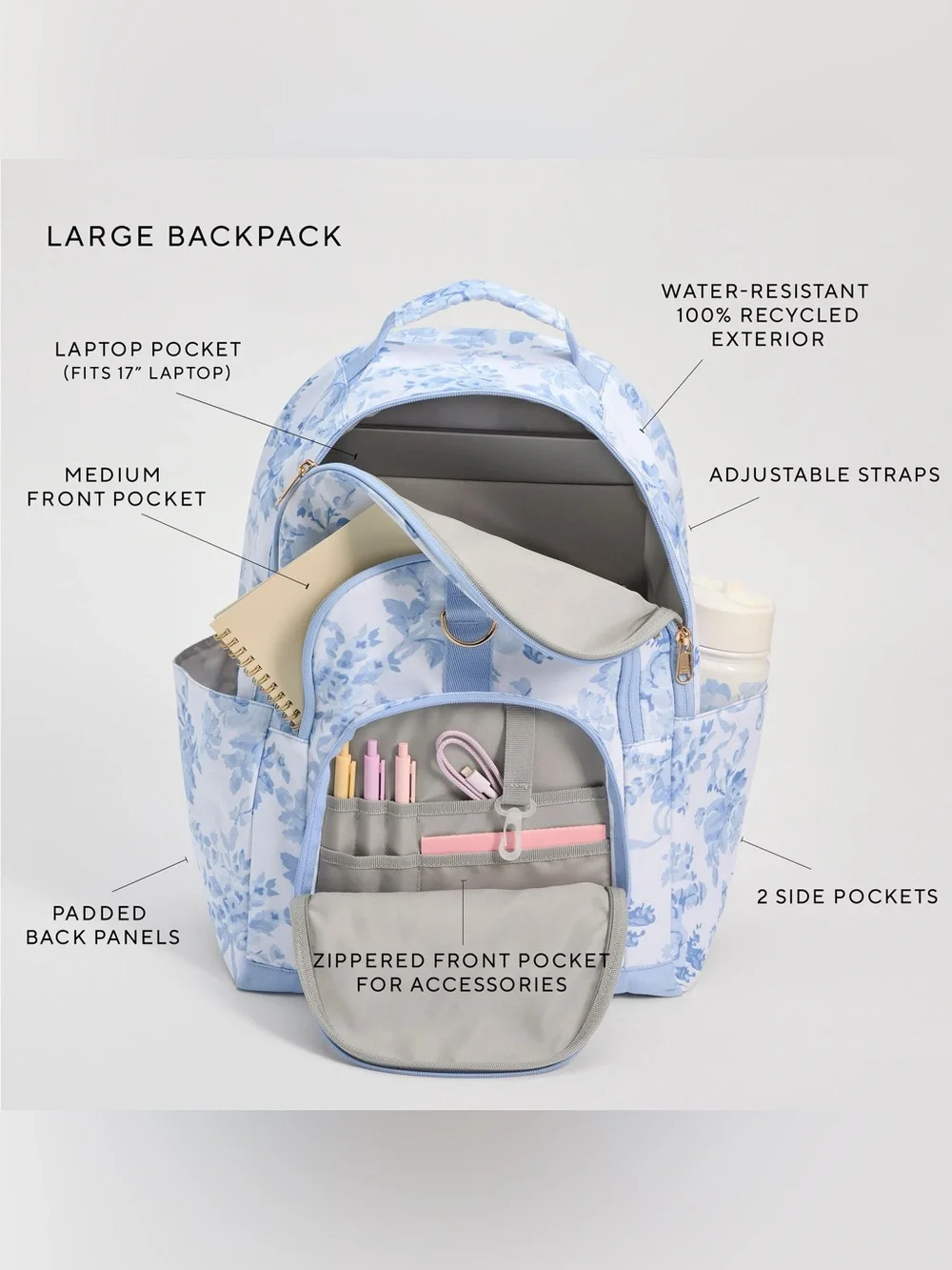 LoveShackFancy Pink Damask Large Backpack & Laptop Case in Floral Pink 💕🌸